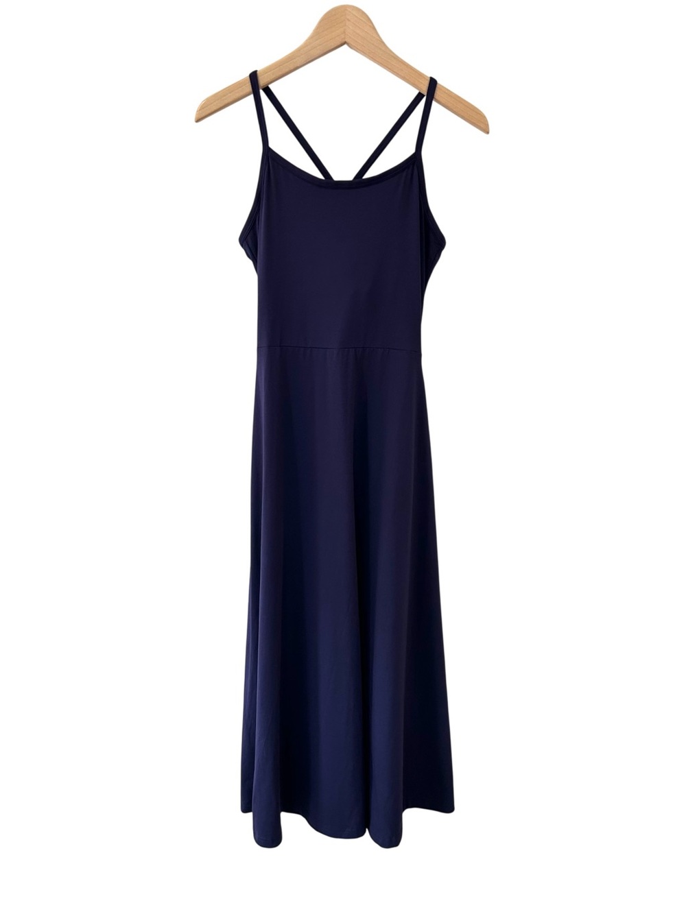 Pact Fit & Flare Midi Dress M Eclipse blue purple Organic Cotton Pockets NWOT